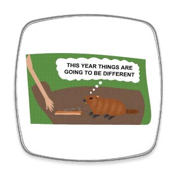 Evil Groundhog Gets Revenge - Square fridge magnet - white - Front