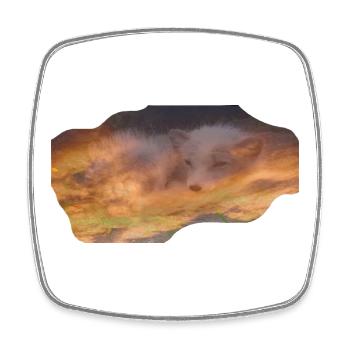 Arctic Fox dreaming of burning skies - Square fridge magnet - white - Front