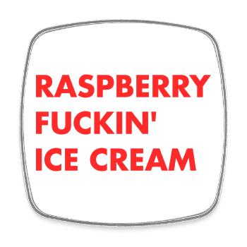Raspberry Cream - Red Lettering - Square fridge magnet - white - Front