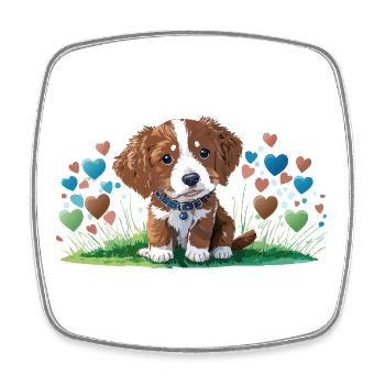 Chiot - Love My Toller-Doodle Dog - Magnet carré - blanc - Devant