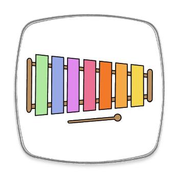 Xylophon, bunte Grafik - Viereckiger Kühlschrankmagnet - Weiß - Vorne