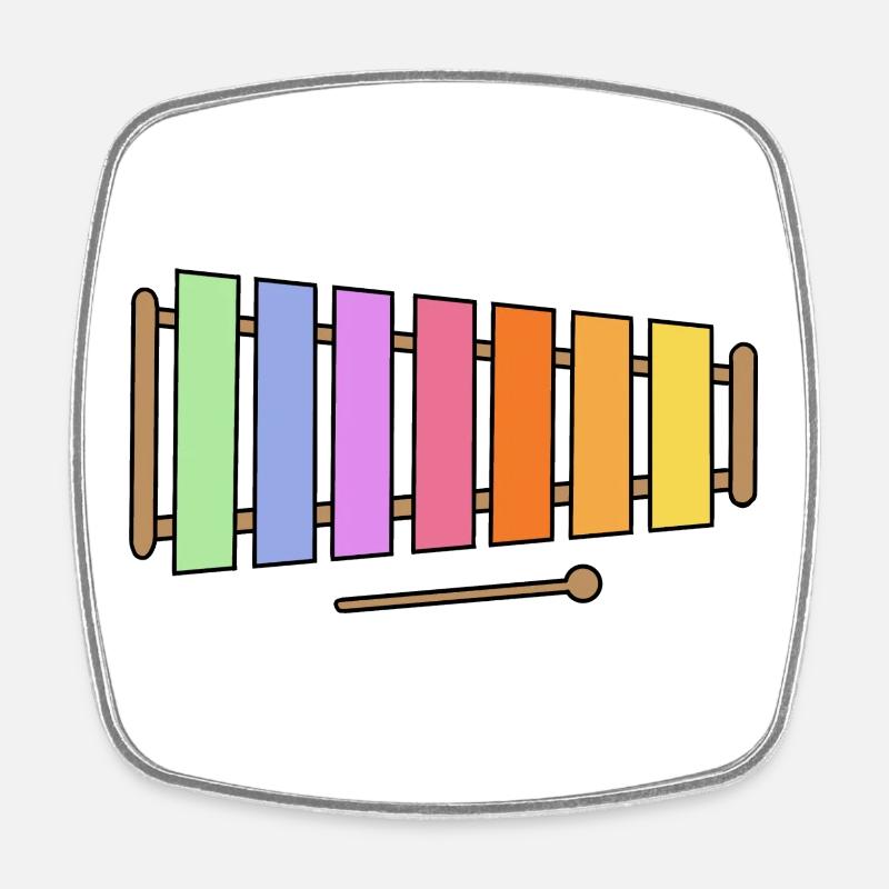 Xylophone, colorful graphic - Square fridge magnet - white