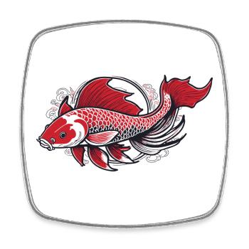 Roter Koi Fisch Illustration - Viereckiger Kühlschrankmagnet - Weiß - Vorne