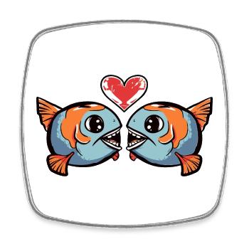 Piranha Paar Fische Valentinstag - Viereckiger Kühlschrankmagnet - Weiß - Vorne