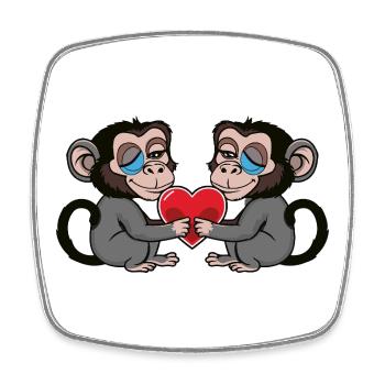Coeur de Singe Saint-Valentin - Magnet carré - blanc - Devant