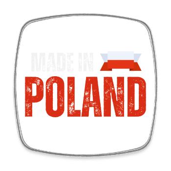 Made in Poland, polnischer Stolz - Viereckiger Kühlschrankmagnet - Weiß - Vorne