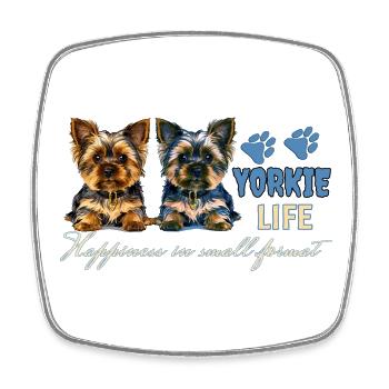Yorkie-Welpen - Viereckiger Kühlschrankmagnet - Weiß - Vorne