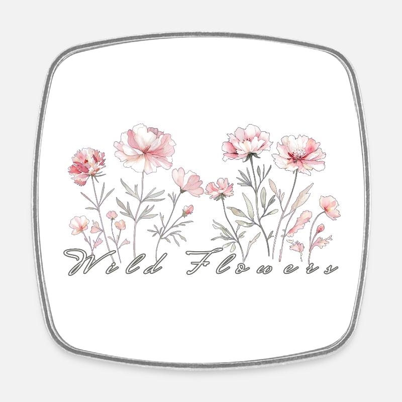 Wilde Blumen - Viereckiger Kühlschrankmagnet - Weiß