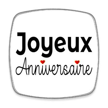 Joyeux Anniversaire Cœur - Magnet carré - blanc - Devant