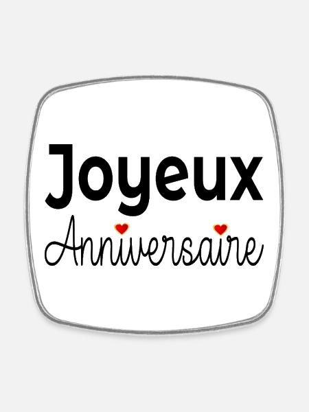 Joyeux Anniversaire Cœur - Magnet carré - blanc