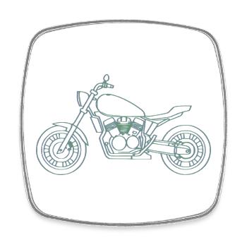 Motif Moto Classique Néon Inline - Magnet carré - blanc - Devant