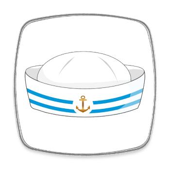 Matrosenhut mit Anker – Maritimes Symbol - Viereckiger Kühlschrankmagnet - Weiß - Vorne