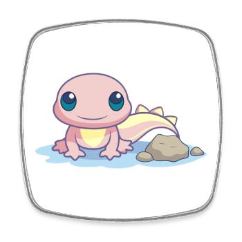 Small pink salamander at the water's edge - Square fridge magnet - white - Front
