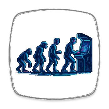 Evolution towards retro arcade - Square fridge magnet - white - Front
