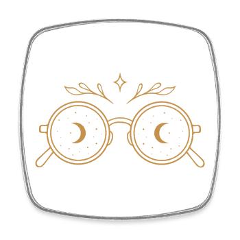 Witchy Brille mit Monden - Mittsommer Vibes - Viereckiger Kühlschrankmagnet - Weiß - Vorne