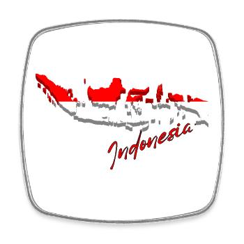 Landkarte von Indonesien, Flagge von Indonesien - Viereckiger Kühlschrankmagnet - Weiß - Vorne