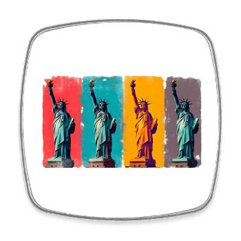Freiheitsstatue USA Pop Art Patriotisch Warhol - Viereckiger Kühlschrankmagnet - Weiß - Vorne