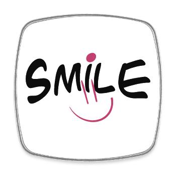 Cheerful smile motif in pink and black - Square fridge magnet - white - Front