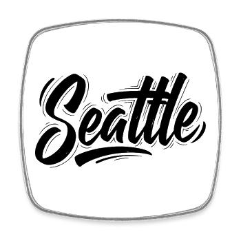 Seattle - Viereckiger Kühlschrankmagnet - Weiß - Vorne