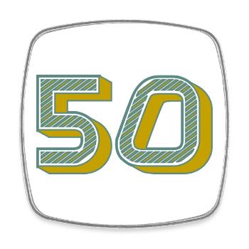 Number 50 Modern Chart - Square fridge magnet - white - Front