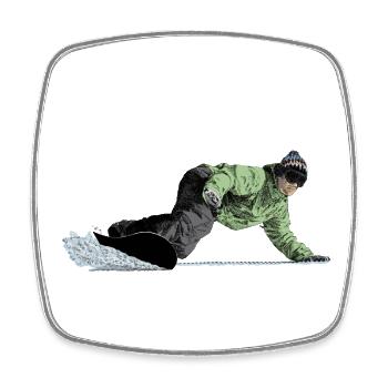 Freerider Snowboarder auf Abfahrt - Viereckiger Kühlschrankmagnet - Weiß - Vorne