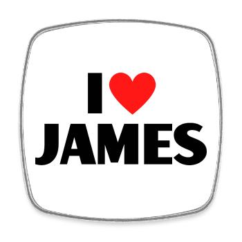 I love James Rotes Herz Liebe Fan Geschenk - Viereckiger Kühlschrankmagnet - Weiß - Vorne