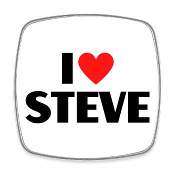 I love Steve Rotes Herz Liebe Fan Geschenk - Viereckiger Kühlschrankmagnet - Weiß - Vorne