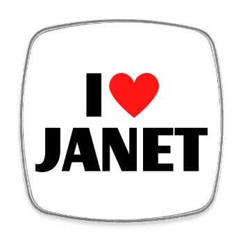 J'aime Janet Red Heart Love Fan Gift - Magnet carré - blanc - Devant
