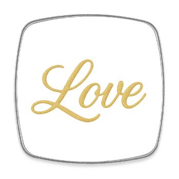 Gold Glitter Love Script Design - Square fridge magnet - white - Front