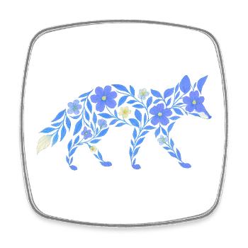 Nordic Floral - Heller Blaufuchs - Viereckiger Kühlschrankmagnet - Weiß - Vorne