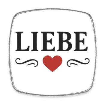 Liebe Schriftzug mit rotem Herz  - Viereckiger Kühlschrankmagnet - Weiß - Vorne
