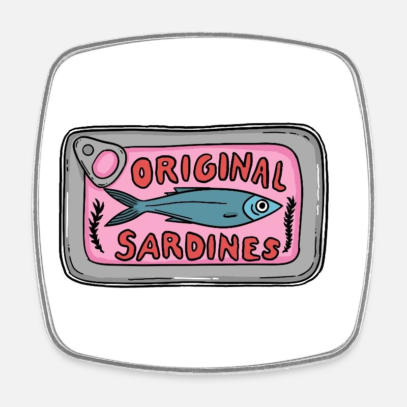 Original Sardines Can Pop Art Design - Square fridge magnet - white