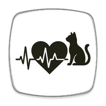 Heartbeat and cat motivation - Square fridge magnet - white - Front