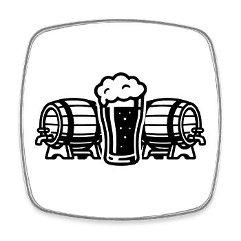 Bier Bierfass Bierglas - Viereckiger Kühlschrankmagnet - Weiß - Vorne