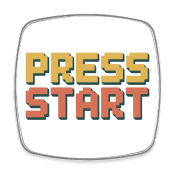 PRESS START Retro Gamer Pixel 8 Bit Arcade - Square fridge magnet - white - Front