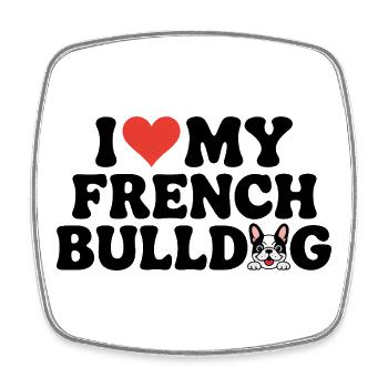 J’adore mon bouledogue français - Magnet carré - blanc - Devant