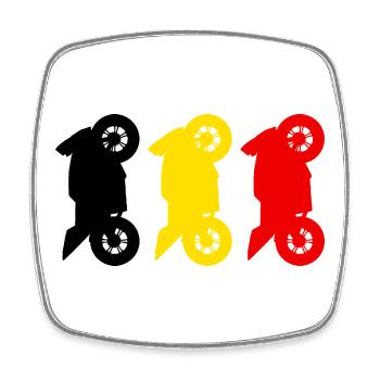 Moto Belgique Flag Motorsport Biker - Magnet carré - blanc - Devant