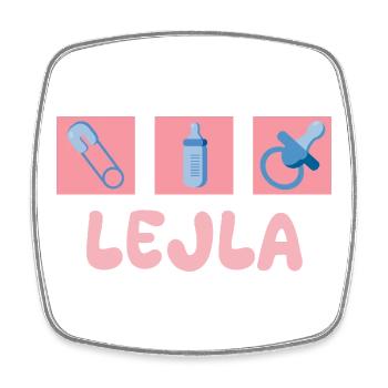 Lejla als Schnuller - Viereckiger Kühlschrankmagnet - Weiß - Vorne