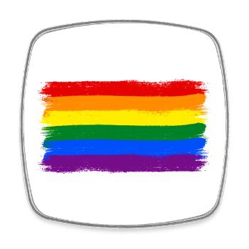 Regenbogen Flagge LGBTQ+ - Viereckiger Kühlschrankmagnet - Weiß - Vorne
