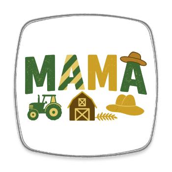 Mama of the Birthday Boy Tractors Farm Trucks - Square fridge magnet - white - Front