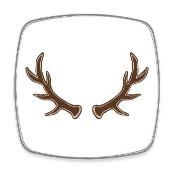 Rustic Antler Silhouette - Square fridge magnet - white - Front