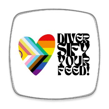🌈♿ Diversify Your Feed –Progress Pride&Disability - Viereckiger Kühlschrankmagnet - Weiß - Vorne