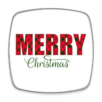 Merry Christmas Plaid Script - Viereckiger Kühlschrankmagnet - Weiß - Vorne