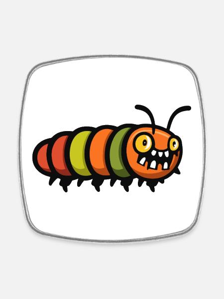 Wurm Halloween Comic Lustig - Viereckiger Kühlschrankmagnet - Weiß