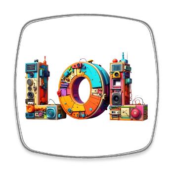 LOL – laughing out loud – Colorful Art - Square fridge magnet - white - Front