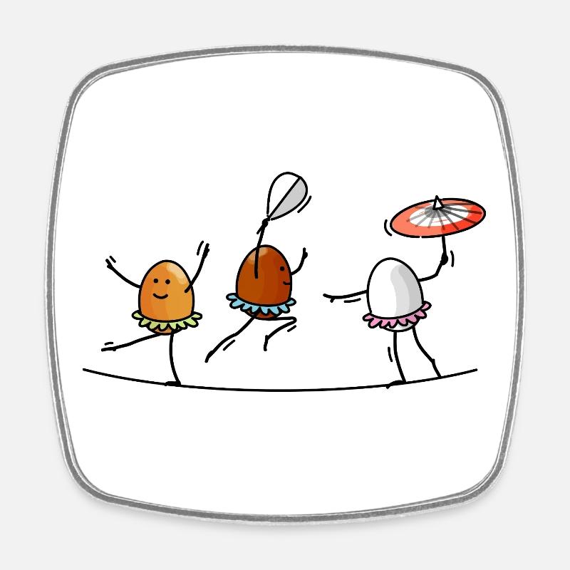 tightrope walkers, acrobats, eggs - Square fridge magnet - white
