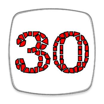 30. 30 ANS. 30e ANNIVERSAIRE. ANNIVERSAIRE 30 ANS. - Magnet carré - blanc - Devant
