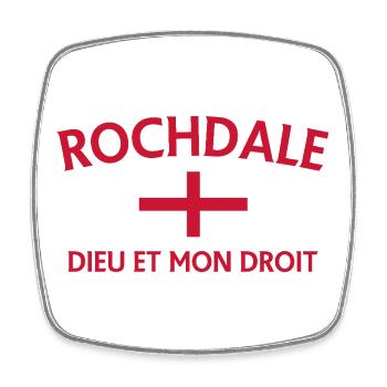 Rochdale Englische Flagge Motto - Viereckiger Kühlschrankmagnet - Weiß - Vorne