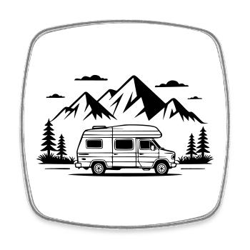 Camping - Viereckiger Kühlschrankmagnet - Weiß - Vorne