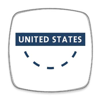 USA Round Emblem in Blue Tones - Square fridge magnet - white - Front